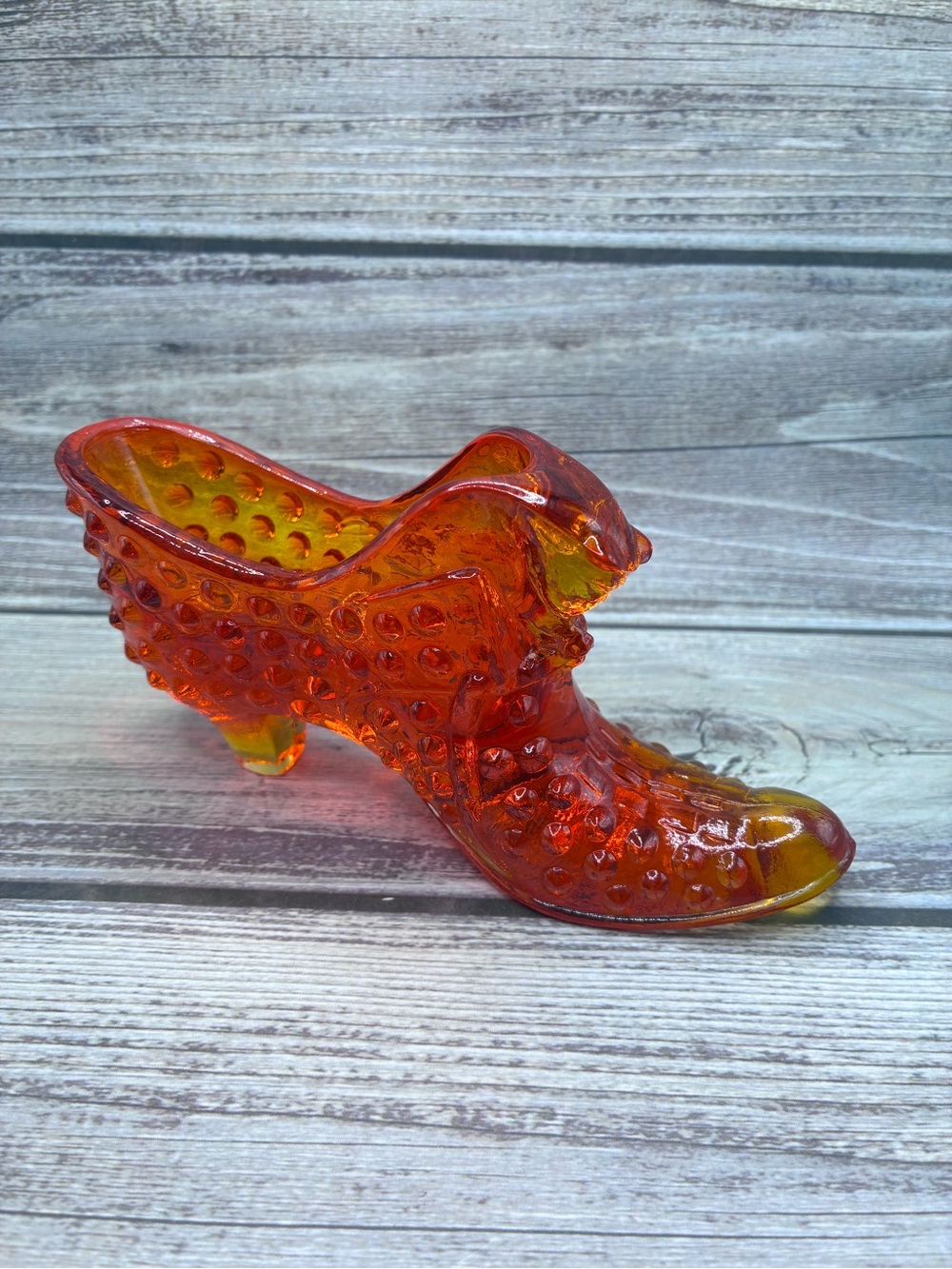 VTG Fenton Amberina Glass Slipper